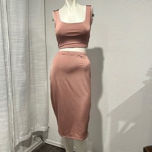 top and skirt, stretchy silk material. size L